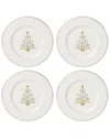 Lenox Set Of 4 Federal Platinum Tree Accent Plates In White