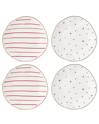 Lenox Set Of 4 Garnet Bay Dessert Plates In White