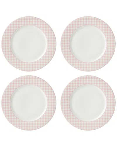 Lenox Set Of 4 Gingham Dinner Plates In Multi