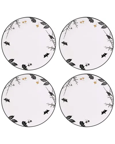 Lenox Set Of 4 Haunted Halloween Dinner Plates In Black