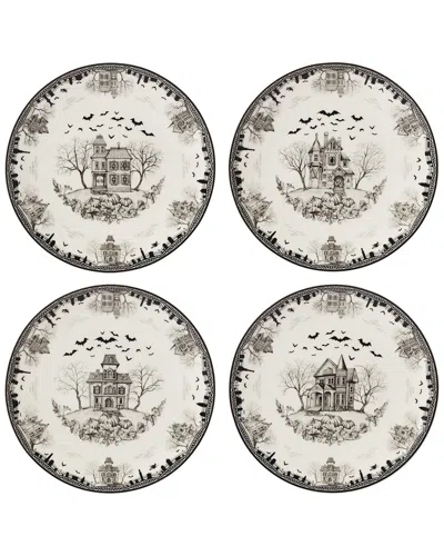 Lenox Set Of 4 Haunted Village Accent Plates In Black