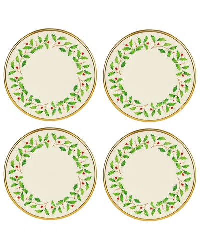 Lenox Set Of 4 Holiday Dinner Plates In White