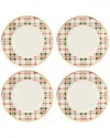 Lenox Holiday 4-piece Plaid Dinner Plates Set In White
