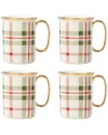 Lenox Holiday Plaid Mugs, Set Of 4 In White