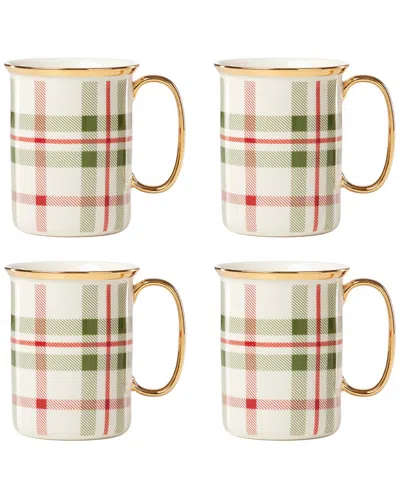 LENOX LENOX SET OF 4 HOLIDAY PLAID MUGS