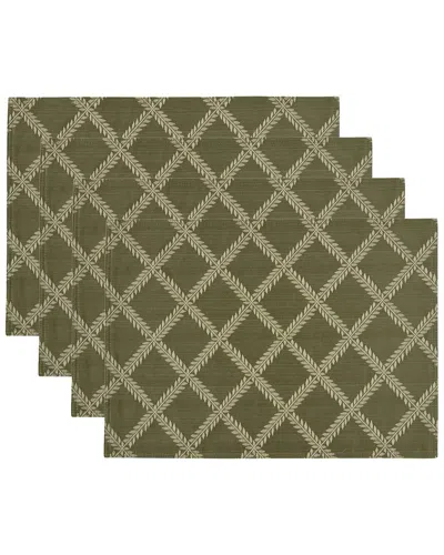 Lenox Set Of 4 Laurel Leaf Reversible Placemats In Green