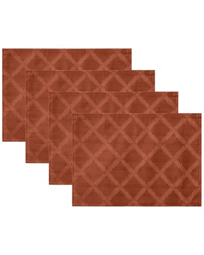 Lenox Set Of 4 Laurel Leaf Reversible Placemats In Brown