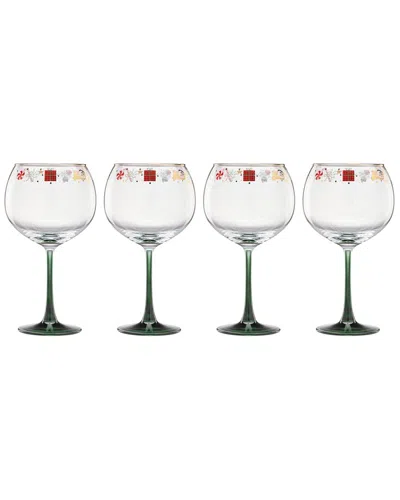 Lenox Set Of 4 Nutcracker Ballet Balloon Wine Glasses In Green