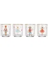 Lenox Set Of 4 Nutcracker Ballet Double Old Fashioned Glasses In Transparent