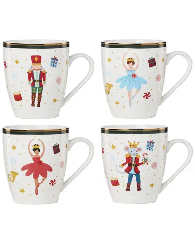 Lenox Set Of 4 Nutcracker Ballet Mugs In White
