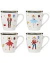 Lenox Set Of 4 Nutcracker Ballet Mugs In White