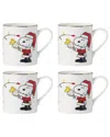 Lenox Set Of 4 Snoopy Christmas Mugs