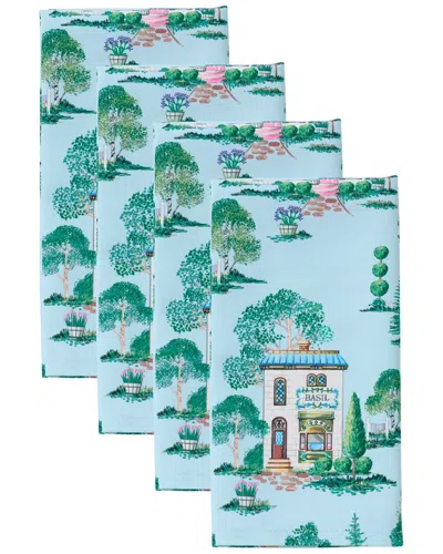Lenox Set Of 4 Spice Village Allover Napkins In Blue