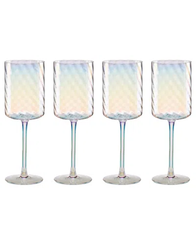 Lenox Set Of 4 Tuscany Classics Iridescent White Wine Glasses In Transparent