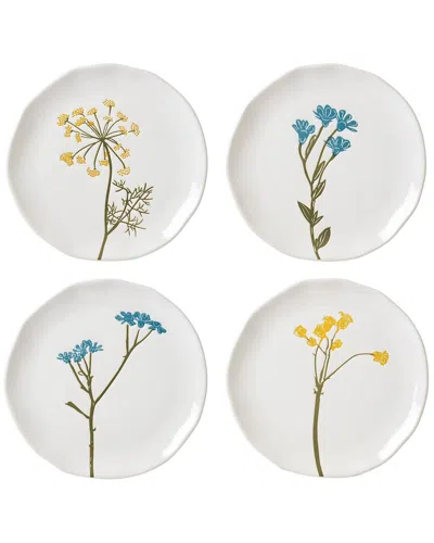 Lenox Set Of 4 Wildflowers Tidbit Plates In White