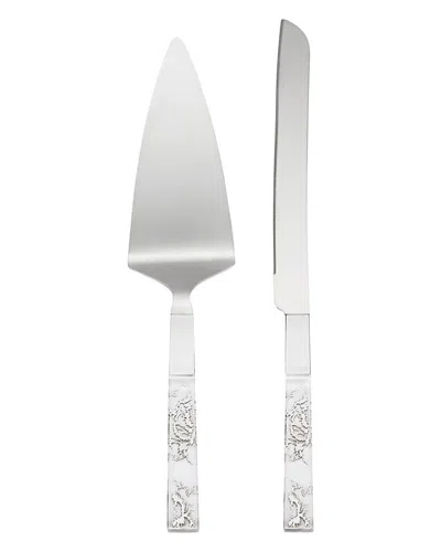 Lenox Silver Peony 2pc Dessert Set In Gray