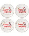 Lenox Set Of 4 Snoopy Christmas Accent Plates In Ivory