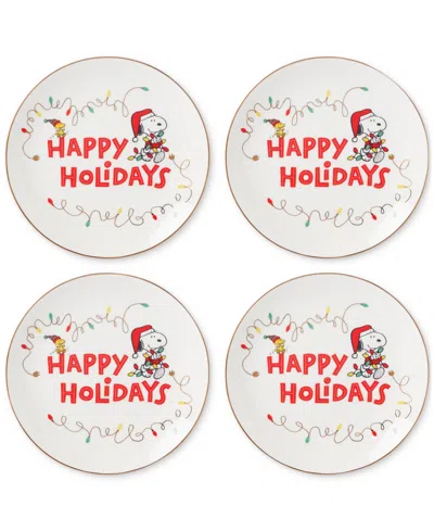 LENOX SNOOPY & WOODSTOCK ACCENT PLATES, SET OF 4