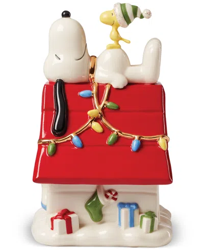 Lenox Snoopy & Woodstock Figural Covered Candy Jar In Ivory
