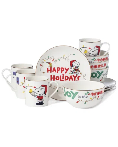 Lenox Snoopy Christmas 12pc Dessert Set