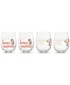 Lenox Snoopy Christmas Assorted Stemless Wine Glasses, Set Of 4 Exclusively At Macy's In Multi