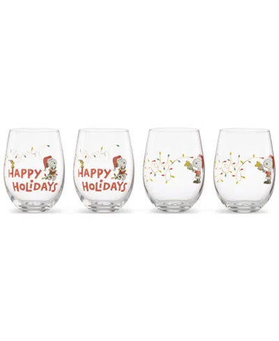 Lenox Snoopy Christmas Assorted Stemless Wine Glasses, Set Of 4 Exclusively At Macy's In Multi