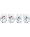 Lenox Snoopy Skating Christmas Tumblers, Set Of 4 In Transparent
