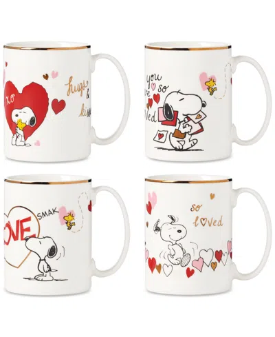 Lenox Snoopy Valentine's Assorted Day Mugs, Set Of 4 In Multi
