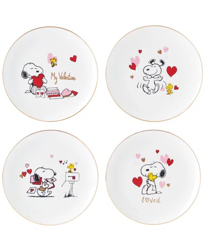 Lenox Snoopy Valentine's Day Assorted Accent Plates, Set Of 4 In Multi