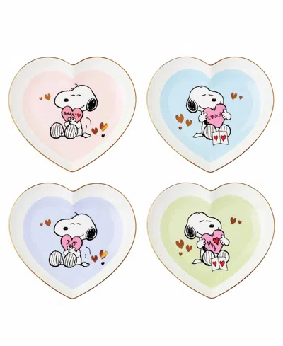 Lenox Snoopy Valentine's Day Heart Plates, Set Of 4 In Multi