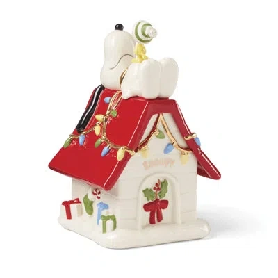 Lenox Snoopys Christmas Snoopy Christmas Covered Candy Dish In Red