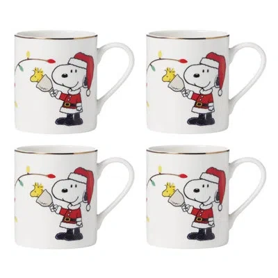 Lenox Snoopys Christmas Snoopy Christmas Mugs, Set Of 4 In Red,yellow,white,black