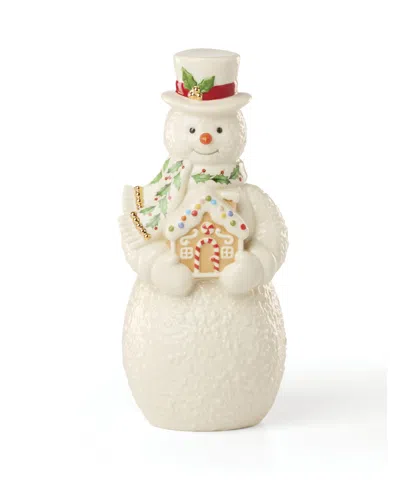 Lenox Snowman With Gingerbread House Figurine In Ivory