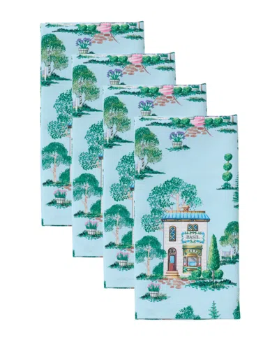 Lenox Set Of 4 Spice Village Allover Napkins In Blue