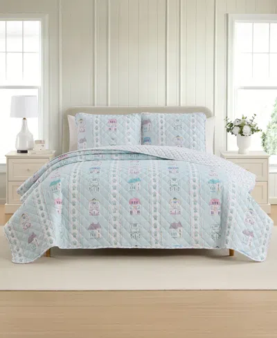 Lenox Spice Village Reversible 3-piece Quilt Set, King/california King In Blue