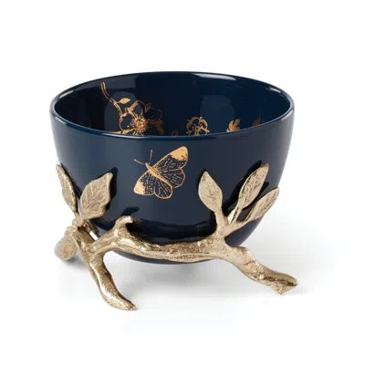 Lenox Sprig & Vine 12 Oz. Dessert Bowl In Black;gold