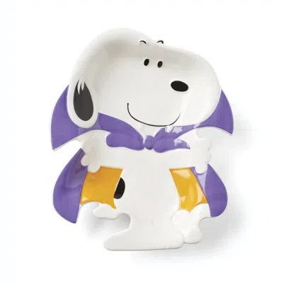 Lenox The Great Pumpkin Figural Treat Dish In White;yellow;purple