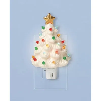 Lenox Treasured Traditions Tree Night Light In Cream,green,red,gold