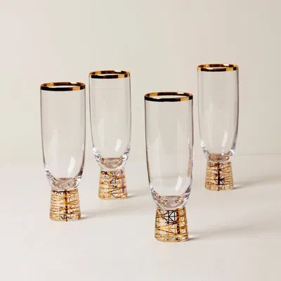 Lenox Tuscany Classics Gold Frost Flutes, Set Of 4 In Clear,gold