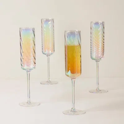 Lenox Tuscany Classics Iridescent Flutes, Set Of 4 In Clear,rainbow