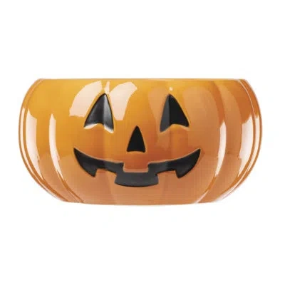 Lenox Vintage Halloween Figural Pumpkin Candy Bowl In Black;orange