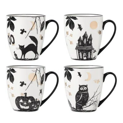 Lenox Set Of 4 Vintage Haunted Halloween Mugs In Multi