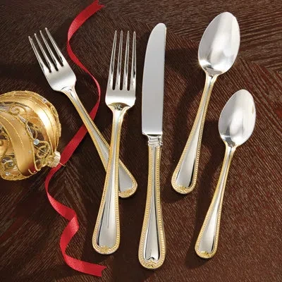 Lenox Vintage Jewel Gold 5 Piece 18/10 Stainless Steel Flatware Set, Service For 1