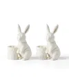 Lenox Wicker Creek Bunny Candle Holders, Set Of 2 In Ivory