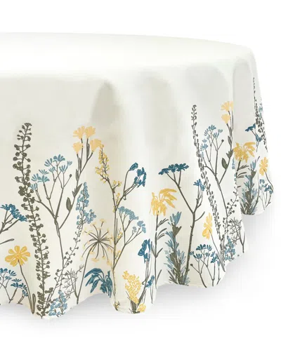 Lenox Wildflower Border Tablecloth, 70" Round In Blue,white
