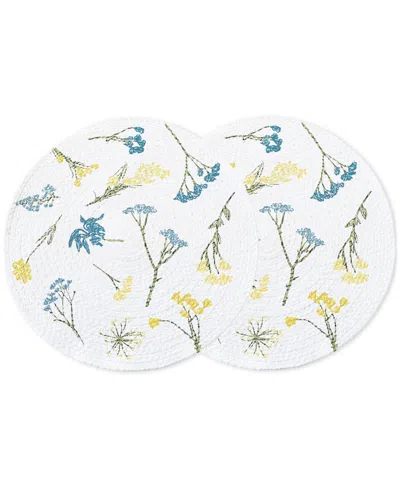 Lenox Wildflowers All-over Round Placemats, Set Of 2 In Blue,white