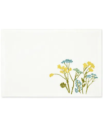 Lenox Wildflowers Border Embroidered Placemat, 13" X 19" In Blue,white