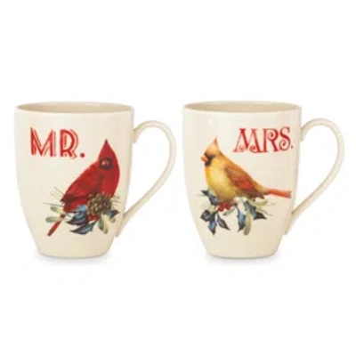 Lenox Winter Greeting Cardinal Mr. & Mrs. Mug Set In Ivory