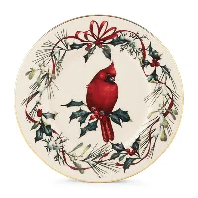 Lenox Winter Greetings 9" Cardinal Accent Plate In Ivory