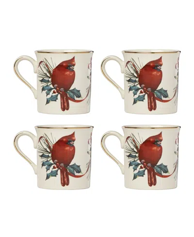 Lenox Winter Greetings Cardinal Mugs, Set Of 4